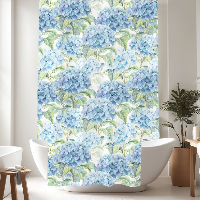 Watercolor Hydrangea Flowers Shower Curtain (Creator Uploaded)