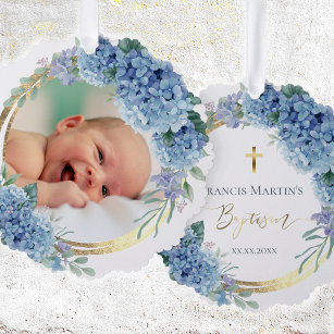 watercolor hydrangea frame Baptism card