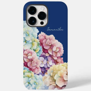 Watercolor Hydrangea Personalised Blue Case-Mate iPhone 14 Pro Max Case