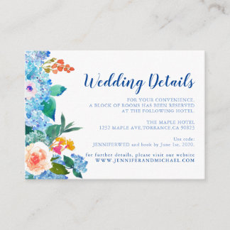 "Watercolor Hydrangea Wedding Details Enclosure Card