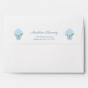 Watercolor Hydrangeas Chinese Pottery Vase Envelope