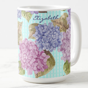 Watercolor Hydrangeas Floral Custom Name Mug