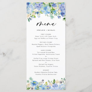 Watercolor Hydrangeas Floral Wreath Menu II