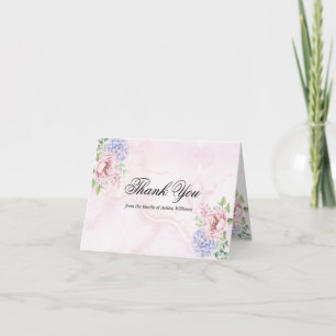 Watercolor Hydrangeas Peonies Floral Bereavement Thank You Card