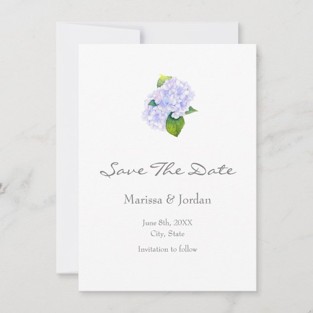 Watercolor Hydrangeas  Save The Date (Front)