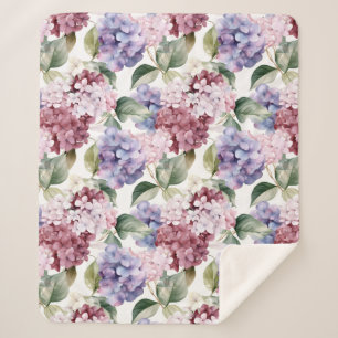 Watercolor Hydrangeas Sherpa Blanket