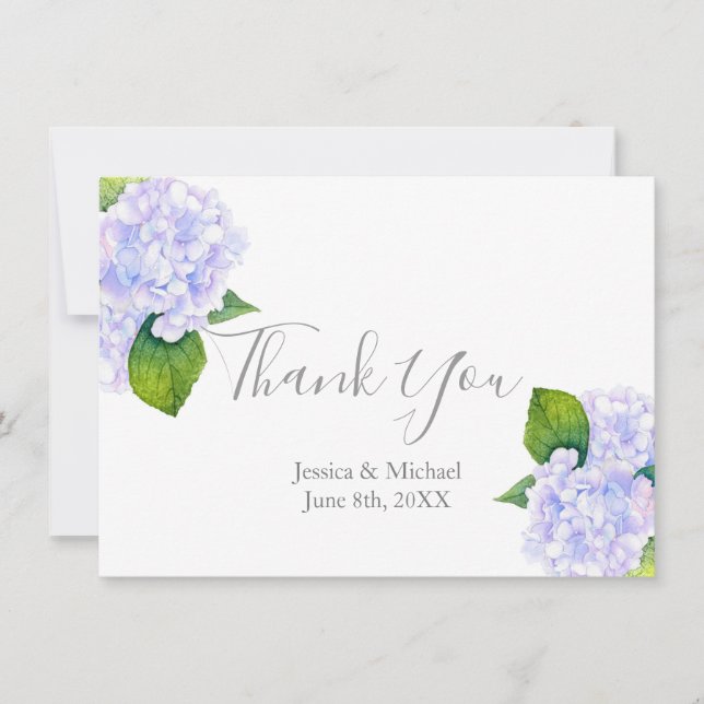 Watercolor Hydrangeas   Thank You Card (Front)