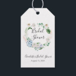 Watercolor Hydrangeas Wreath Bridal Shower Gift Tags<br><div class="desc">Perfect for your bridal shower favours. This personalised gift tag features a blue and purple hydrangea wreath with Bridal Shower written in the centre. The bride-to-be's name is written below with the date. This item is part of the Blue Hydrange White Rose Collection.</div>
