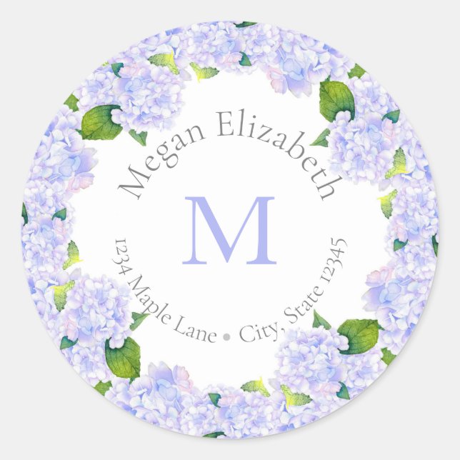  Watercolor Hydrangeas Wreath label (Front)