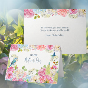 Watercolor Hydranges Peonies Mother's Day Holiday Card