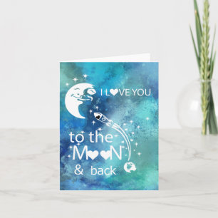 Watercolor - I love you to the moon & back Holiday Card