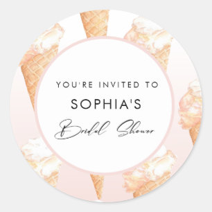 Watercolor Ice Cream Bridal Shower Envelope Seals