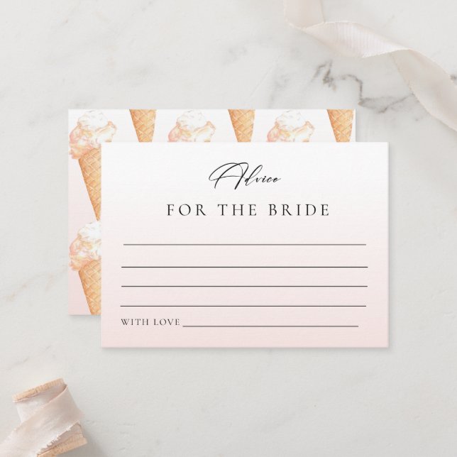 Watercolor Ice Cream Bridal Shower Game Card (Front/Back In Situ)