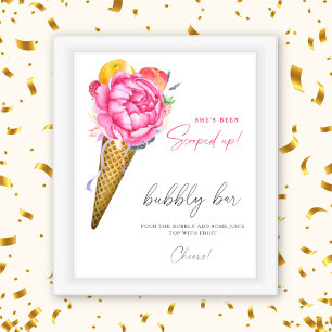 Watercolor ice cream - bubbly bar poster