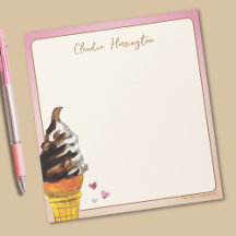Watercolor Ice Cream Cone Personalised Stationery