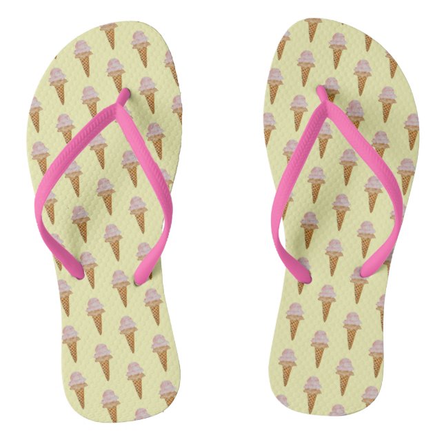 Watercolor Ice Cream Flip Flops (yellow) (Footbed)