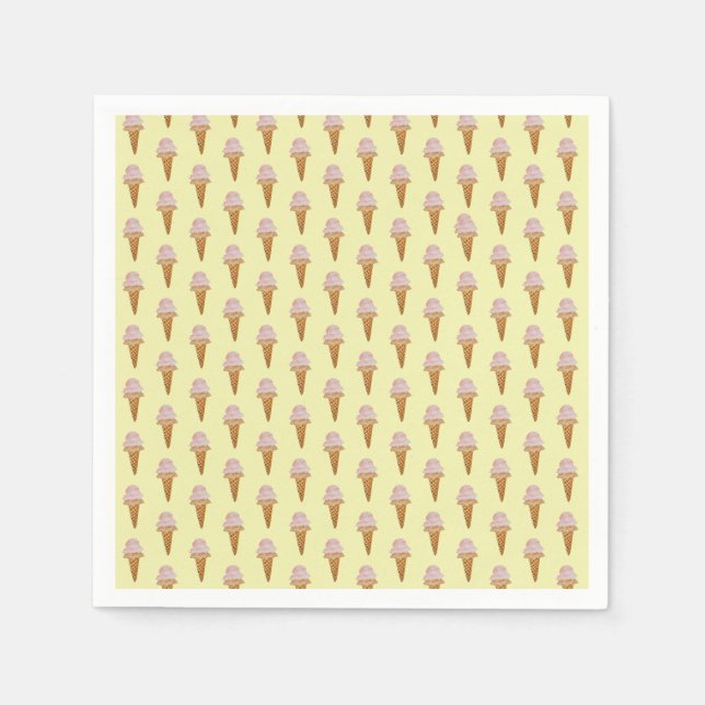 Watercolor Ice Cream Paper Napkins (yellow) (Front)