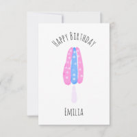 Watercolor Ice Cream Pop 4th of July Birthday