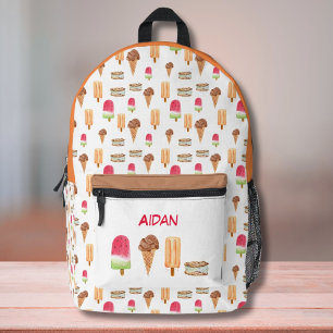 Watercolor Ice Cream & Popsicles Personalised Printed Backpack