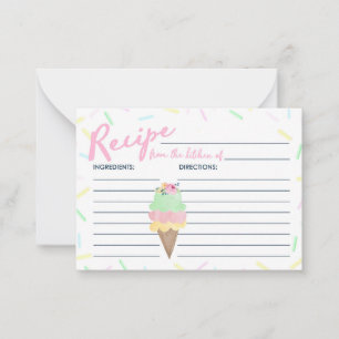 Watercolor Ice Cream Recipe Cards