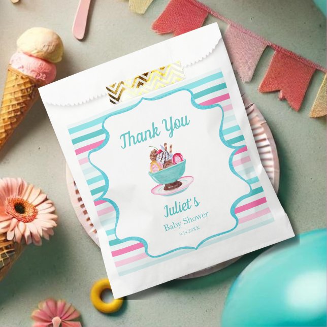 Watercolor Ice Cream Sundae Baby Shower Favour Bags (Creator Uploaded)