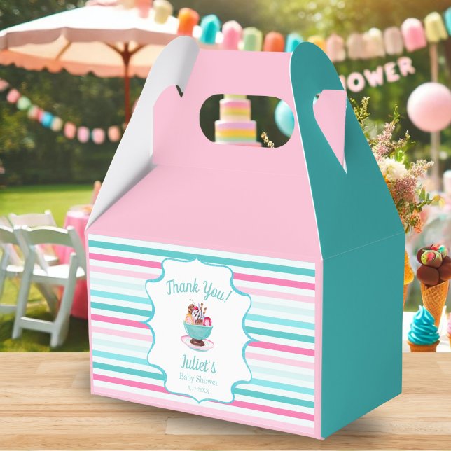 Watercolor Ice Cream Sundae Baby Shower Favour Box (Creator Uploaded)