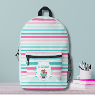 Watercolor Ice Cream Sundae Personalized Printed Backpack
