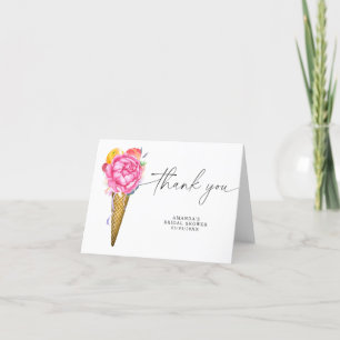 Watercolor ice cream - thank you bridal shower  card