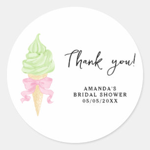 Watercolor ice cream - thank you bridal shower classic round sticker