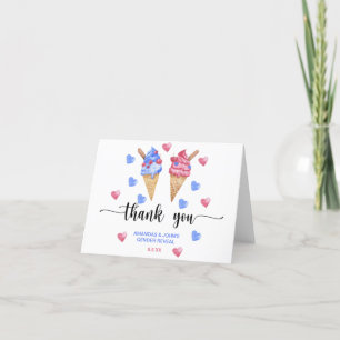 Watercolor Ice cream Thank you gender reveal Card