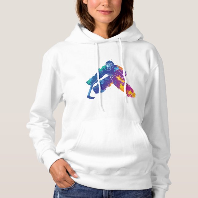 Watercolor Ice Hockey Goalie Hoodie (Front)