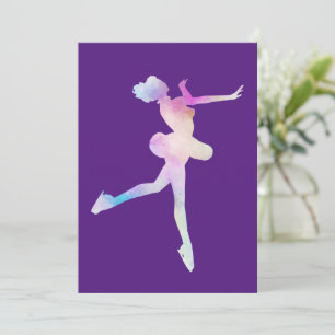 Watercolor Ice Skating Girl Invitation