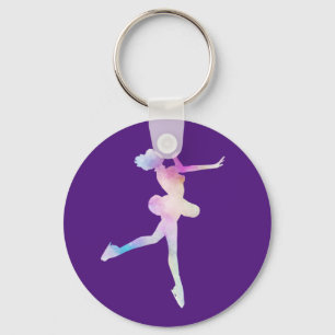 Watercolor Ice Skating Girl  Key Ring