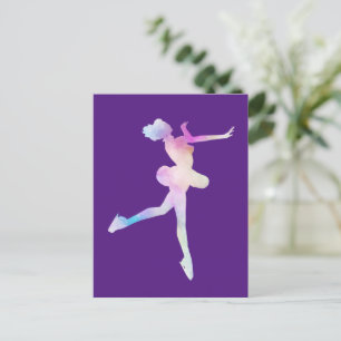 Watercolor Ice Skating Girl Postcard