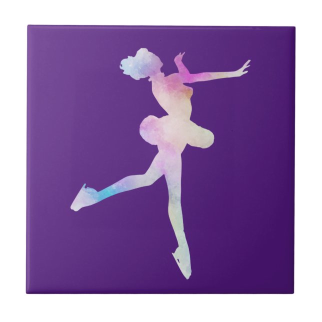 Watercolor Ice Skating Girl  Tile (Front)