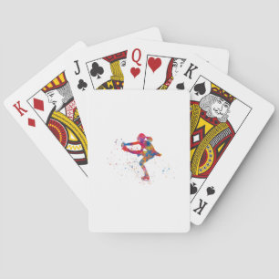 Watercolor ice skating playing cards