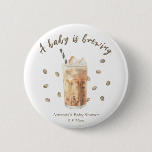 Watercolor Iced Coffee Brewing Baby shower 6 Cm Round Badge