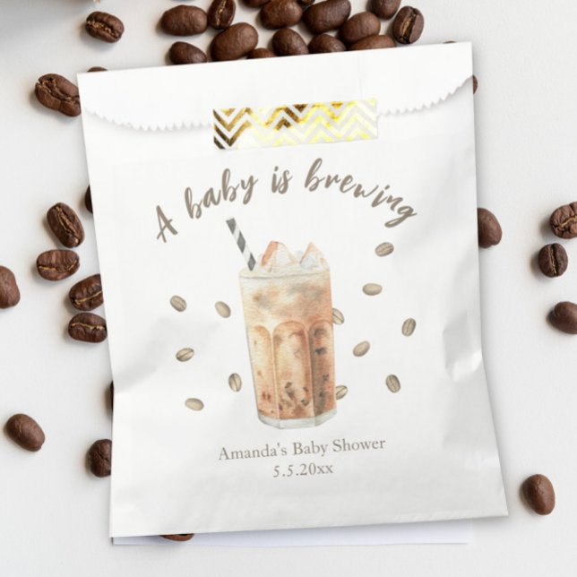 Watercolor Iced Coffee Brewing Baby shower Favour Bags (Creator Uploaded)