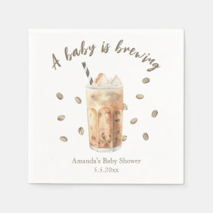 Watercolor Iced Coffee Brewing Baby shower Napkin