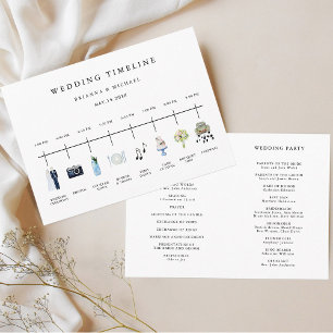 Watercolor Icon Wedding Day Timeline & Ceremony Programme
