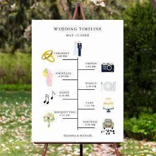 Watercolor Icon Wedding Day Timeline Sign