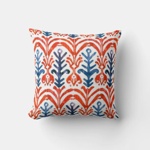Watercolor Ikat seamless pattern. Decorative flora Cushion