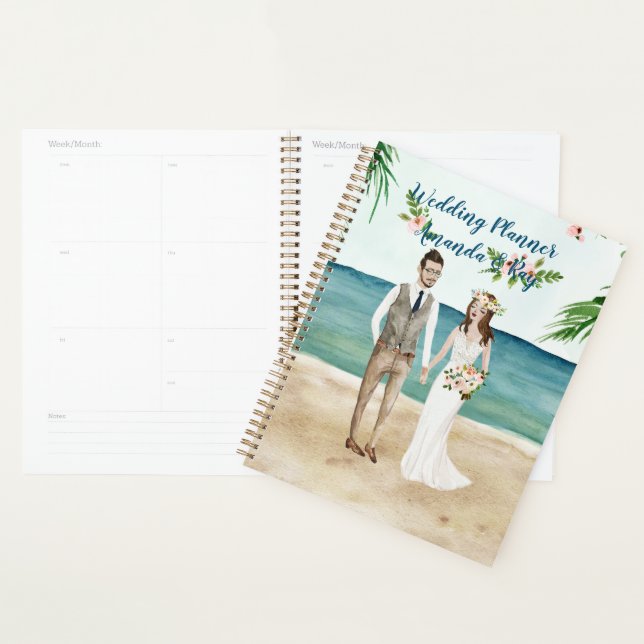 Watercolor Illustrated Beach Wedding  Planner (Display)