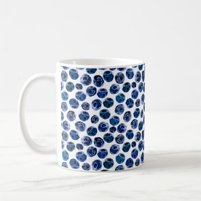 Watercolor illustrated blueberry set pattern coffee mug (Left)