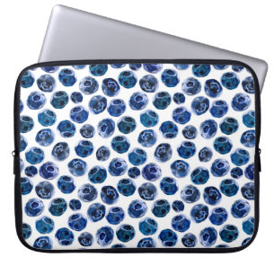 Watercolor illustrated blueberry set pattern laptop sleeve