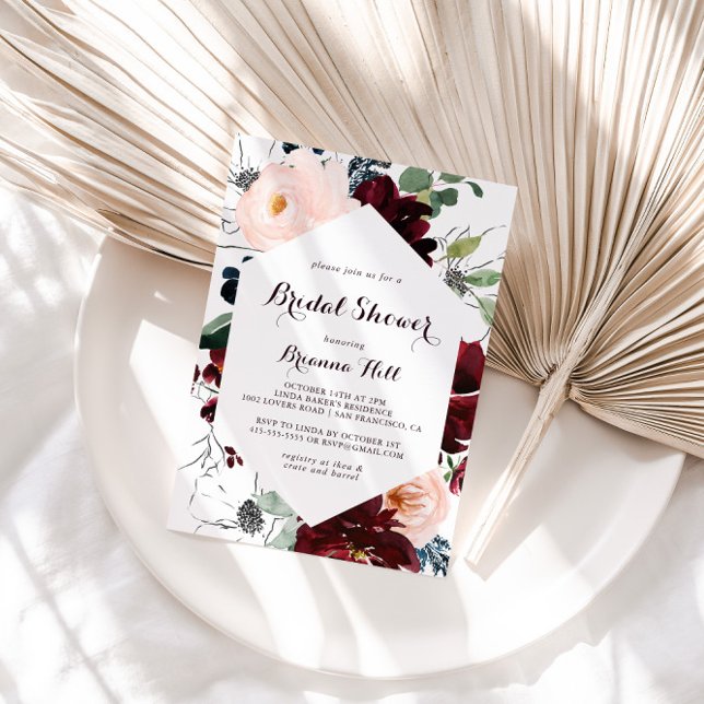 Watercolor Illustrated Calligraphy Bridal Shower Invitation (Creator Uploaded)