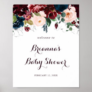 Watercolor Illustrated Fall Baby Shower Welcome Poster