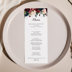 Watercolor Illustrated Fall Floral Dinner Menu