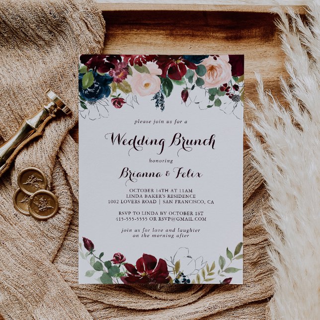 Watercolor Illustrated Fall Floral Wedding Brunch Invitation (Creator Uploaded)