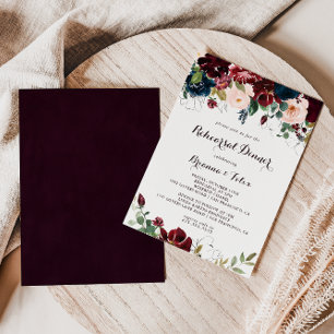 Watercolor Illustrated Fall Rehearsal Dinner Invitation